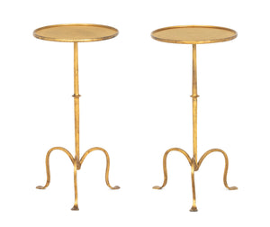 Modern Gilt Wrought Iron Cocktail Tables, Pair