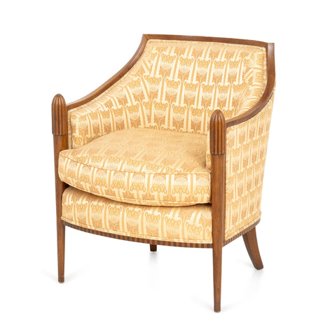 Art Deco Style Walnut Upholstered Club Chair