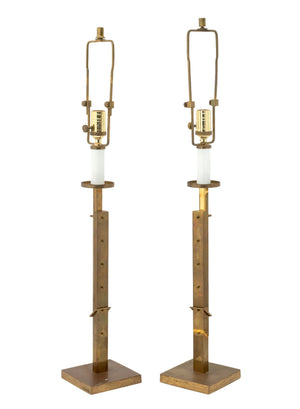 Ralph Lauren Adjustable Brass Table Lamps, Pair