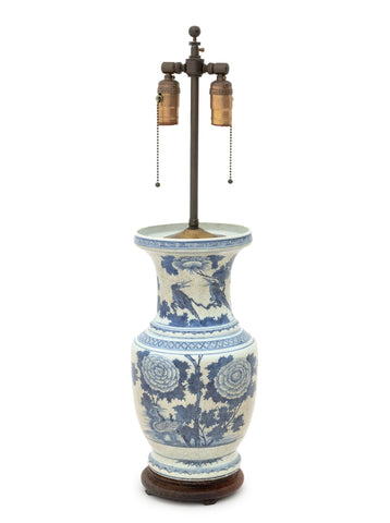 Chinese Blue and White Porcelain Vase as Lamp