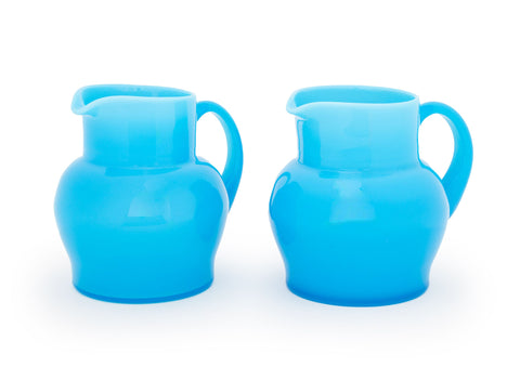 Erik Hoglund Turquoise Blue Glass Water Jugs, Pair