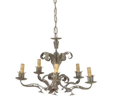 Hollywood Regency Foliate Form Tole Chandelier