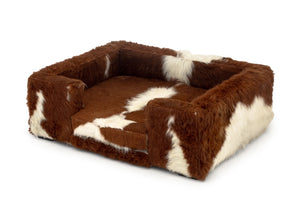 Cowhide Upholstered Dog Bed