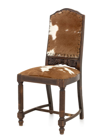 Cow Hide Upholstered Side Chair