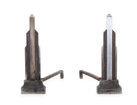 Art Deco Skyscraper Andirons, Pair