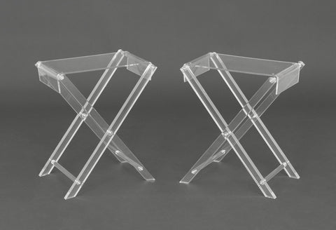 Spisani Italian Clear Acrylic Folding Tables, Pair