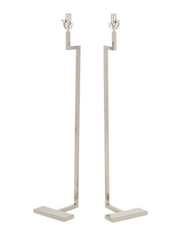 Cedric Hartman Style Chrome Floor Lamps, Pair