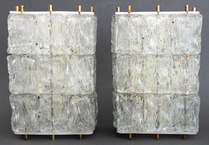 Venini Style Ice Block Glass Wall Sconces, Pair (9502366761267)