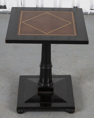 Hekman Ebonized Wood Leather Top Pedestal Table (9037440188723)