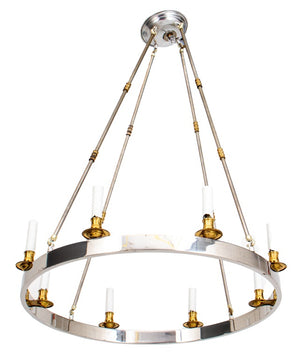 Maison Jansen Style Chrome & Brass Ring Chandelier (8959964741939)