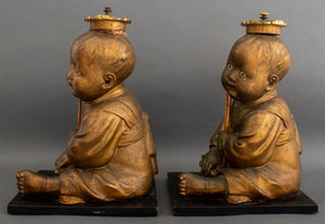 American Chalkware Chinoiserie Seated Infants, 2 (9223318896947)
