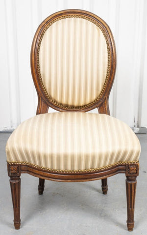 French Louis XVI Manner Side Dining Chairs, Pair (8868166369587)