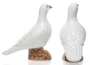 Chinese Export White Porcelain Birds, Pair (8927764676915)