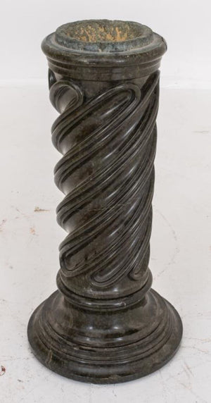 Classical Style Carved Black Marble Pedestal Base (9021544825139)