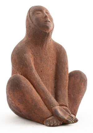 Abstract Red Clay Sculpture Of A Seated Figure (8901240193331)