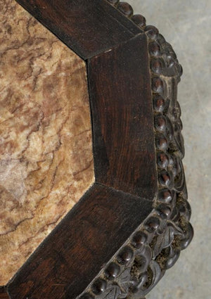 Chinese Hardwood & Marble Side Table (9037436846387)