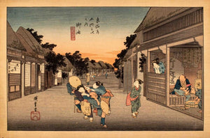 After Hiroshige "Goyu Tabibito Tomeonna" Woodblock (9017812451635)