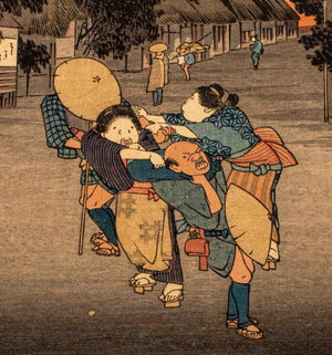 After Hiroshige "Goyu Tabibito Tomeonna" Woodblock (9017812451635)