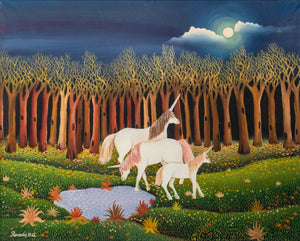 Branko Paradis Unicorn Family Oil on Canvas (8922020938035)