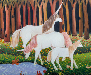 Branko Paradis Unicorn Family Oil on Canvas (8922020938035)