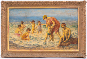 Frederick Massey, Beach Scene, Oil On Canvas (9618685264179)