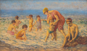 Frederick Massey, Beach Scene, Oil On Canvas (9618685264179)