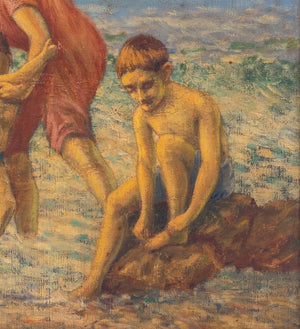 Frederick Massey, Beach Scene, Oil On Canvas (9618685264179)