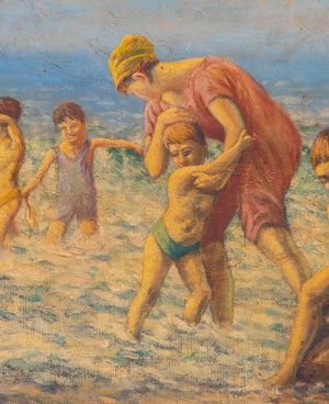 Frederick Massey, Beach Scene, Oil On Canvas (9618685264179)