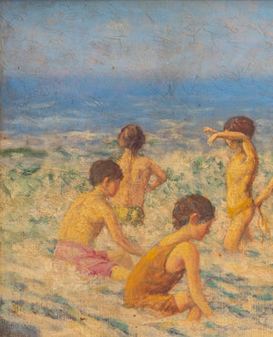 Frederick Massey, Beach Scene, Oil On Canvas (9618685264179)