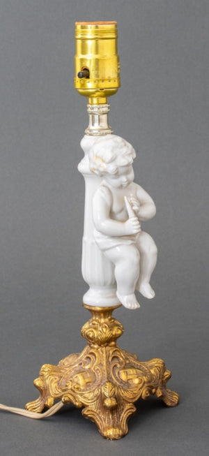 White Porcelain Mounted Gilt Metal Table Lamp (8951112401203)