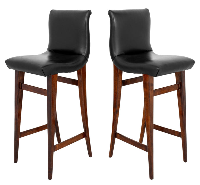 Mid-Century Modern Style Black Bar Stools, Pair