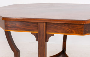 Edwardian Octagonal Inlaid Rosewood Lamp Table (8346514260275)