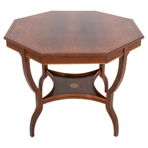 Edwardian Octagonal Inlaid Rosewood Lamp Table (8346514260275)