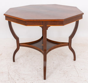 Edwardian Octagonal Inlaid Rosewood Lamp Table (8346514260275)