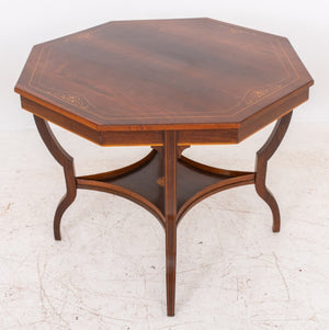 Edwardian Octagonal Inlaid Rosewood Lamp Table (8346514260275)