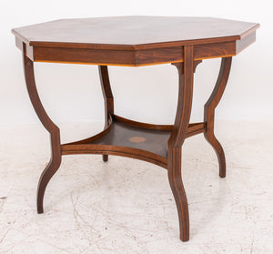 Edwardian Octagonal Inlaid Rosewood Lamp Table (8346514260275)