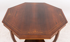 Edwardian Octagonal Inlaid Rosewood Lamp Table (8346514260275)