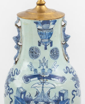 Chinese Blue Celadon Porcelain Vase Mounted Lamp (8950950232371)