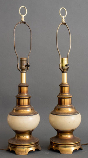 Vintage Brass and Ceramic Table Lamp, Pair (8958832935219)