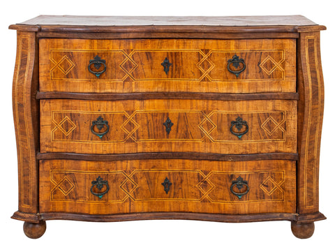 Baroque Style Parquetry Three Drawer Chest