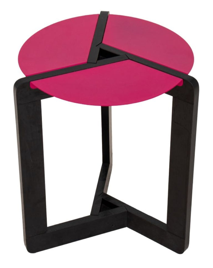 Postmodern Shocking Pink and Black Side Table