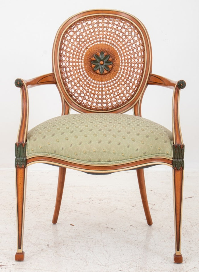 George III Hepplewhite Style Painted Arm Chair