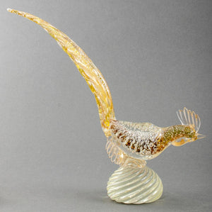Murano Art Glass Rooster Bird Sculpture w Silver (8900264689971)