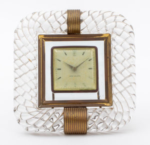 Venini Murano Glass Brass Mounted Frame w Clock (8900353982771)