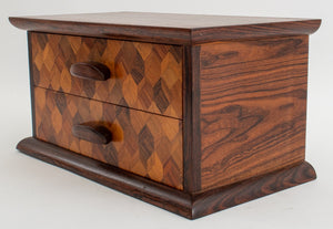 Decorative Two-Drawer Wooden Box with Marquetry (8908610896179)