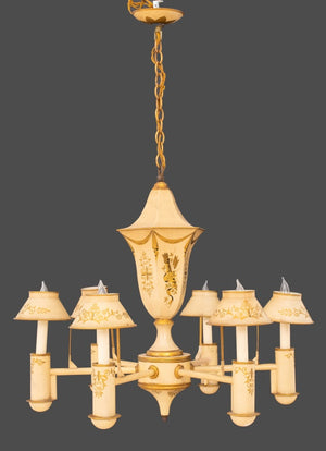 English Regency Style Tole Six-Light Chandelier (9166875132211)