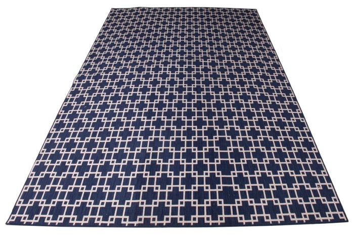 Stark Blue and White Geometric Area Rug