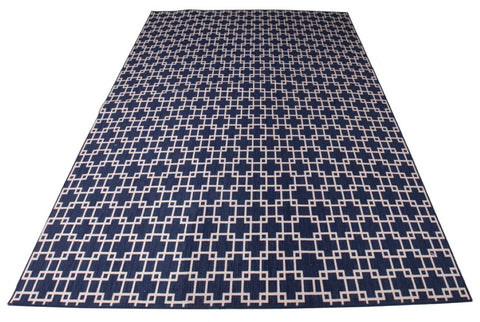 Stark Blue and White Geometric Area Rug