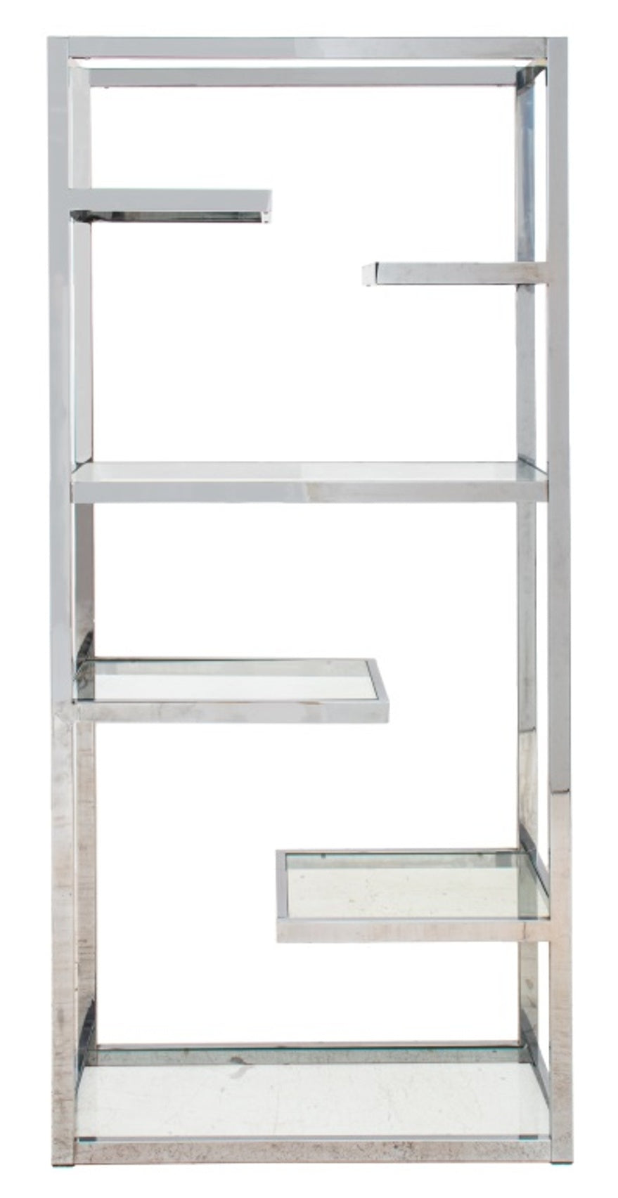 Brass etagere with smoke coloured glass shelves by Romeo Rega on