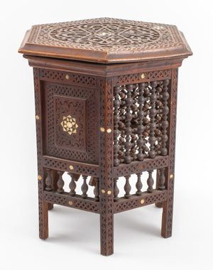Moroccan Mother-of-Pearl Inlaid Carved Wood Table (9032366653747)